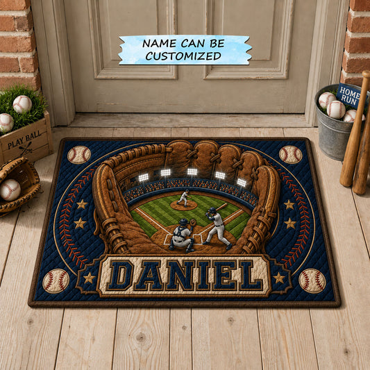 Personalized Baseball Stadium Glove Doormat QTCUZ GFTOHNL1473