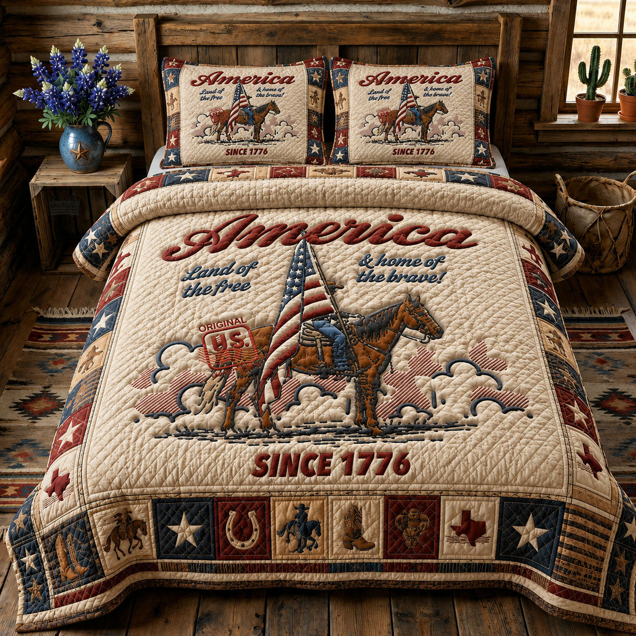 America Land Of The Free 3-Piece Quilted Bedding Set GFTOHNL148