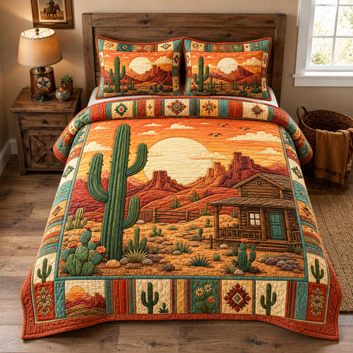 Southwestern Desert Cabin 3-Piece Quilted Bedding Set  GFTOHNL1493