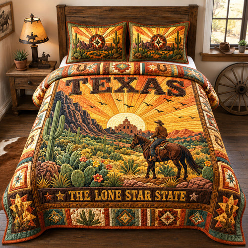 Texas Lone Star Cowboy 3-Piece Quilted Bedding Set  GFTOHNL1494