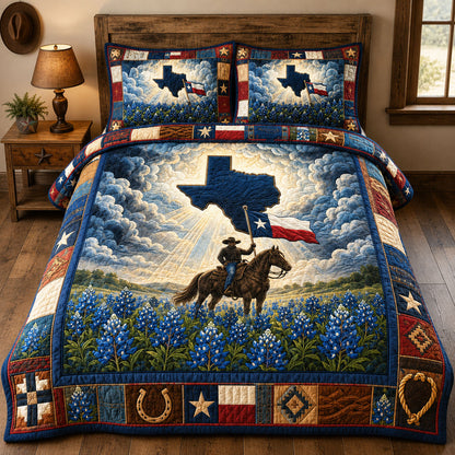 Texas Bluebonnet Rider 3-Piece Quilted Bedding Set  GFTOHNL1499