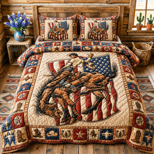 Patriot Rodeo Horse 3-Piece Quilted Bedding Set GFTOHNL150