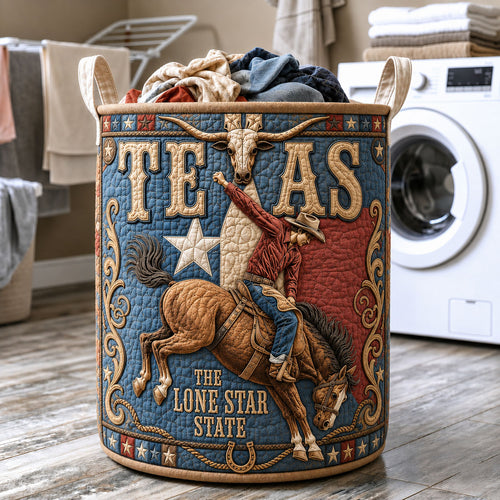 Texas Lone Star Rodeo Quilted Laundry Basket GFTOHNL1502