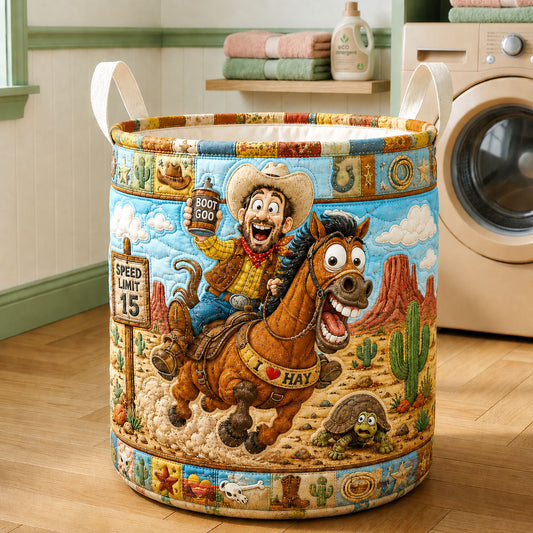 Funny Wild West Cowboy Quilted Laundry Basket GFTOHNL1503