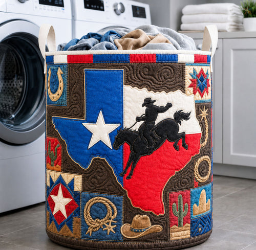 Texas Rodeo Map Quilted Laundry Basket GFTOHNL1506