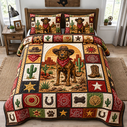 Labrador Retriever Desert Cowboy 3-Piece Quilted Bedding Set GFTOHNL1527