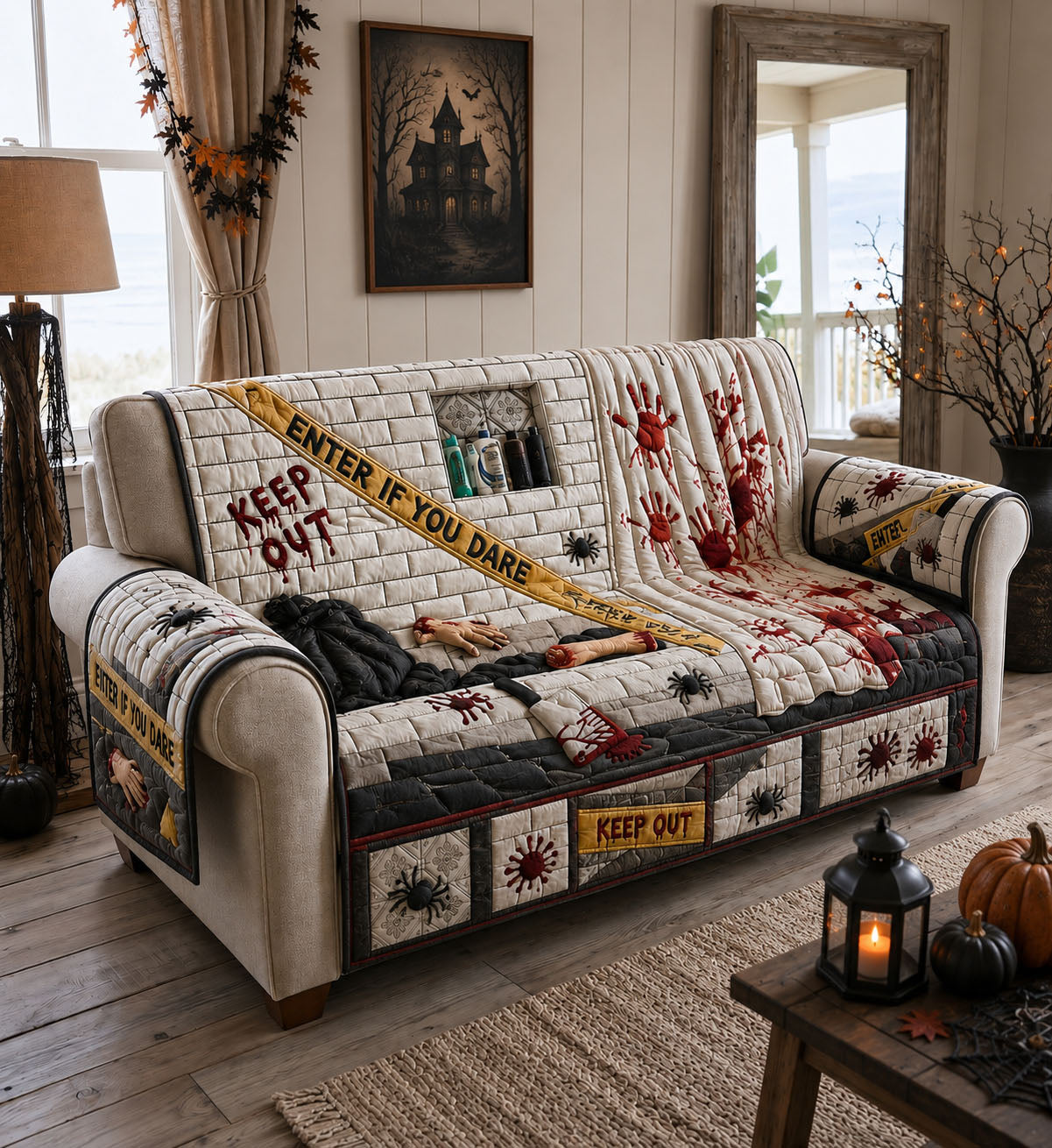 Keep Out Nightmare Quilted Sofa Cover GFTOHNL1531
