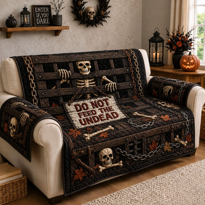 Do Not Feed Undead Skeleton Quilted Sofa Cover GFTOHNL1534
