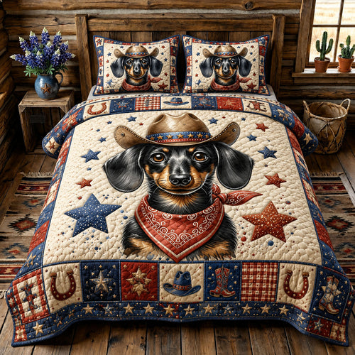 Western Star Dachshund 3-Piece Quilted Bedding Set GFTOHNL154