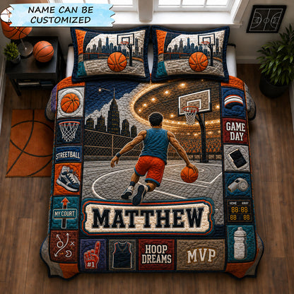 Personalized Basketball Streetball Hoop Dreams 3-Piece Quilted Bedding Set QTCUZ GFTOHNL1568