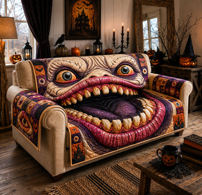Creepy Monster Mouth Quilted Sofa Cover GFTOHNL1573