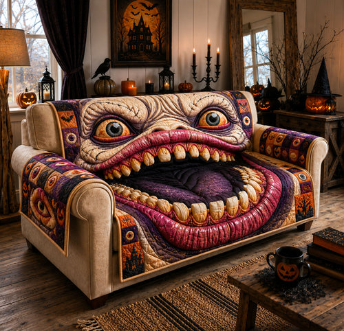 Creepy Monster Mouth Quilted Sofa Cover GFTOHNL1573