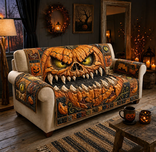 Evil Pumpkin Monster Quilted Sofa Cover GFTOHNL1574