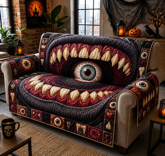 Eyeball Monster Mouth Quilted Sofa Cover GFTOHNL1575