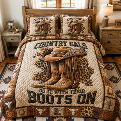 Western Country Gals 3-Piece Quilted Bedding Set GFTOHNL159