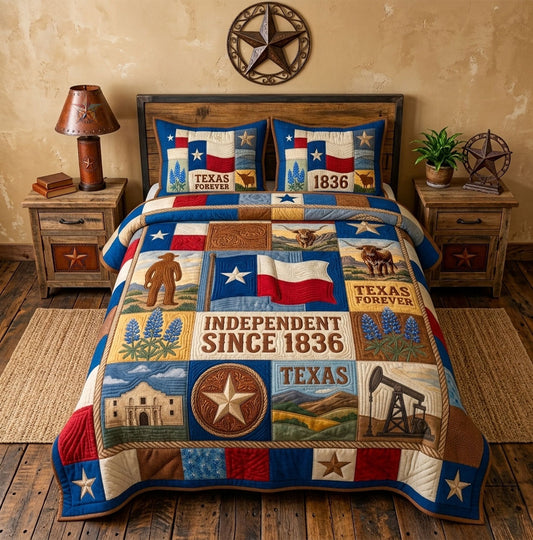Independent Since 1836 Texas Heritage 3-Piece Quilted Bedding Set GFTOHNL1605