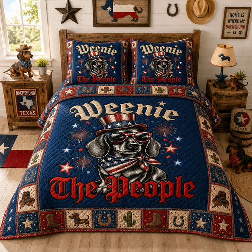 Vintage Americana Dachshund 3-Piece Quilted Bedding Set GFTOHNL166