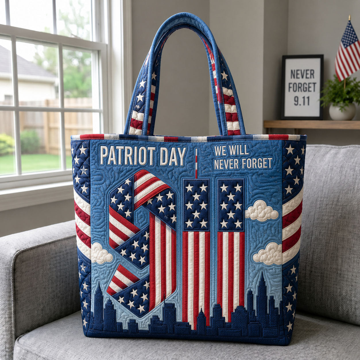 Patriot Day Twin Towers Memorial Quilted Tote Bag GFTOHNL1662