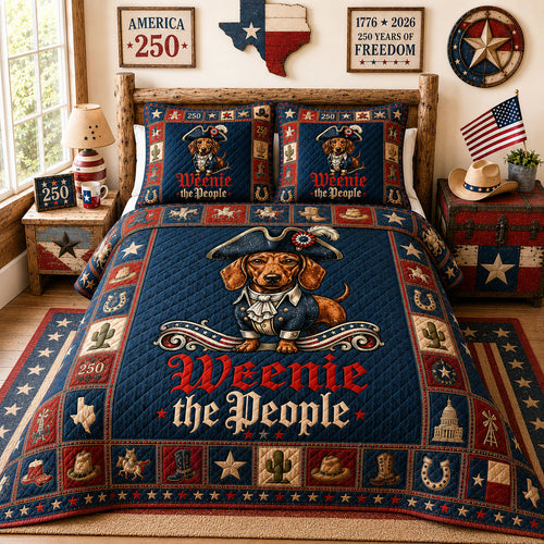1776 Founding Father Dachshund 3-Piece Quilted Bedding Set GFTOHNL168