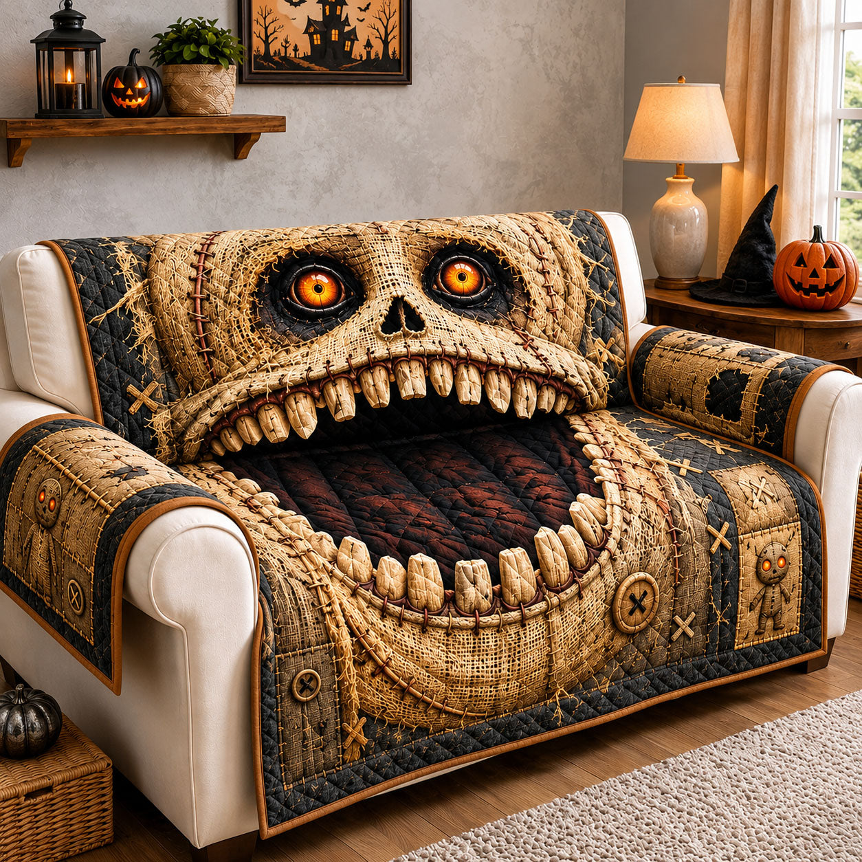 Burlap Stitch Doll Quilted Sofa Cover GFTOHNL1690