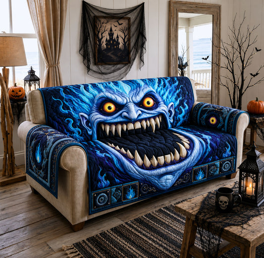 Blue Flame Nightmare Quilted Sofa Cover GFTOHNL1693