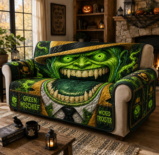 Green Trickster Monster Quilted Sofa Cover GFTOHNL1694