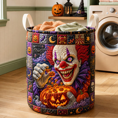 Creepy Carnival Clown Halloween Quilted Laundry Basket GFTOHNL1695