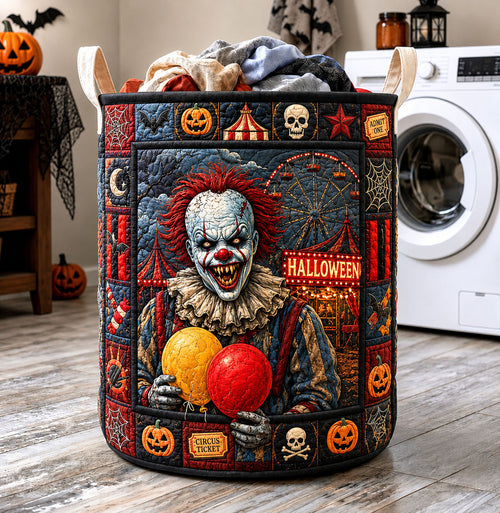 Haunted Carnival Clown Halloween Quilted Laundry Basket GFTOHNL1696