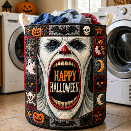 Happy Halloween Monster Face Quilted Laundry Basket GFTOHNL1697
