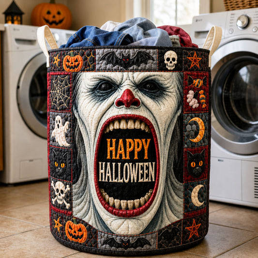 Happy Halloween Monster Face Quilted Laundry Basket GFTOHNL1697
