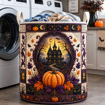 Haunted Manor Pumpkin Halloween Quilted Laundry Basket GFTOHNL1698