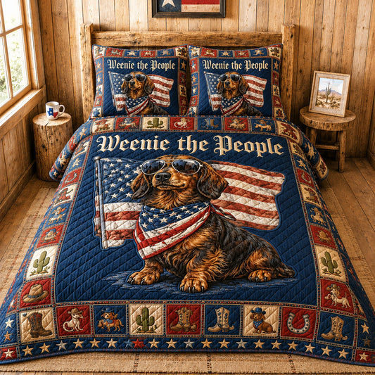 Americana Patriot Weenie 3-Piece Quilted Bedding Set GFTOHNL170
