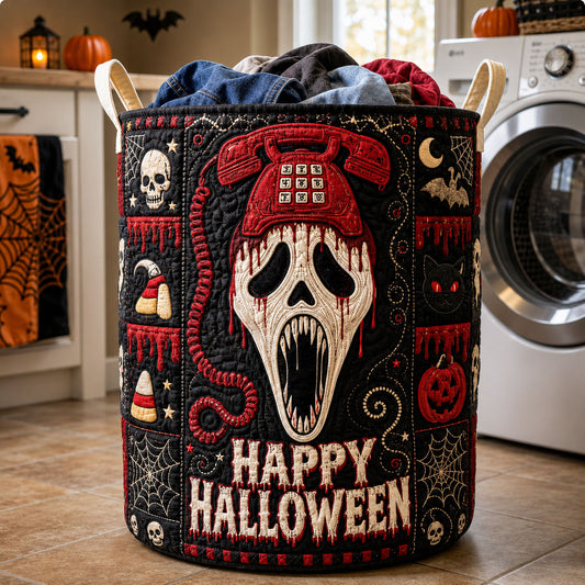 Ghost Phone Happy Halloween Quilted Laundry Basket GFTOHNL1701