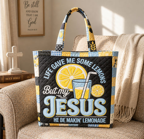 Blue Lemon Jesus Lemonade Quilted Tote Bag GFTOHNL1704