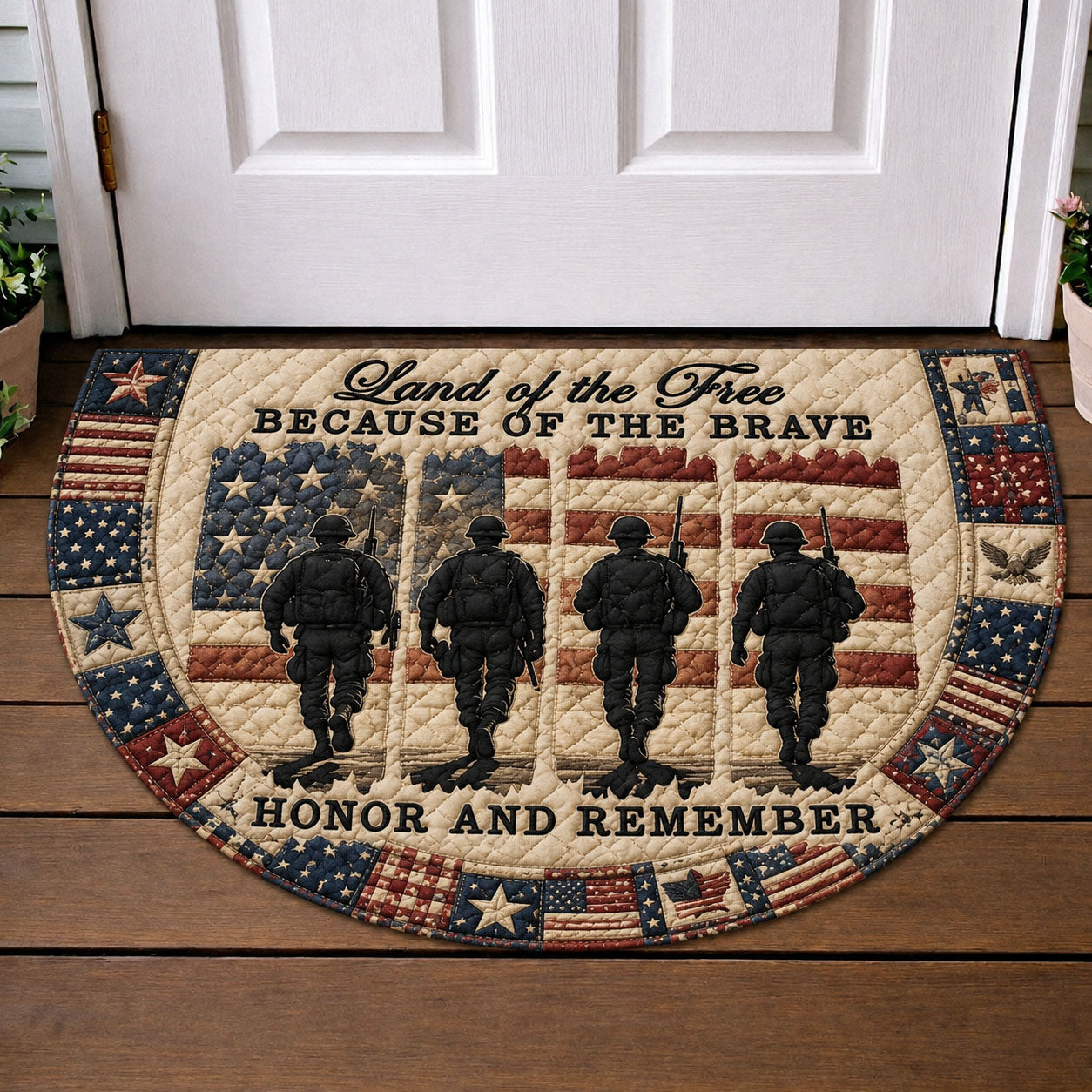 Patriotic Veteran Military Tribute Quilted Welcome Mat GFTOHNL172