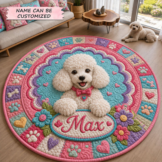 Poodle Blossom Princess Quilted Round Mat QTCUZ GFTOHNL1738