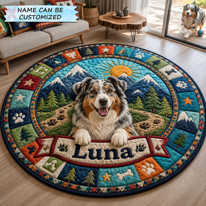Australian Shepherd Mountain Adventure Quilted Round Mat QTCUZ GFTOHNL1740