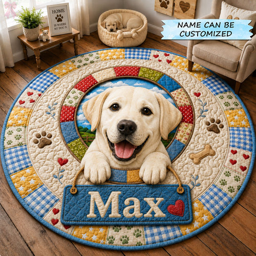 Labrador Country Patchwork Quilted Round Mat QTCUZ GFTOHNL1741