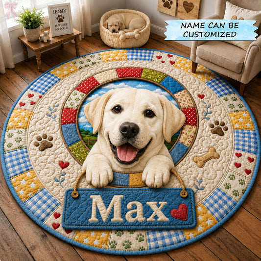 Labrador Country Patchwork Quilted Round Mat QTCUZ GFTOHNL1741