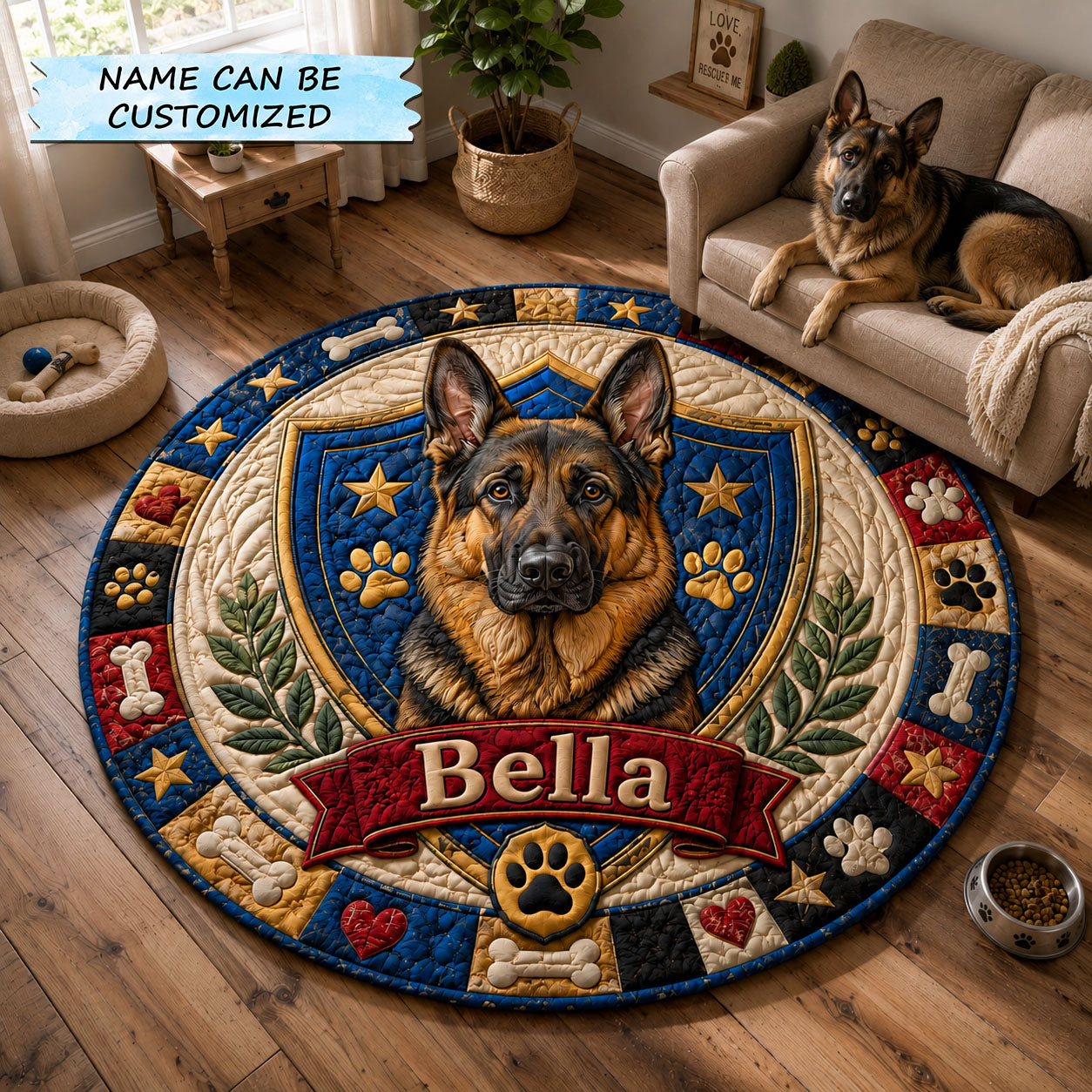 German Shepherd Loyal Guardian Quilted Round Mat QTCUZ GFTOHNL1743