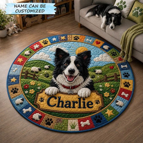 Border Collie Countryside Companion Quilted Round Mat QTCUZ GFTOHNL1745