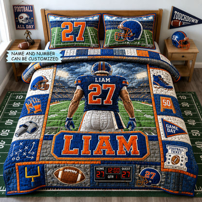 Personalized Football Rising Star 3-Piece Quilted Bedding Set QTCUZ GFTOHNL1764