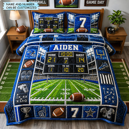 Personalized Football Ultimate Scoreboard Champion 3-Piece Quilted Bedding Set QTCUZ GFTOHNL1768