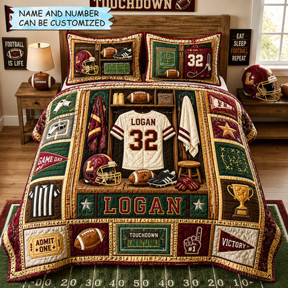 Personalized Football Locker Legend 3-Piece Quilted Bedding Set QTCUZ GFTOHNL1797