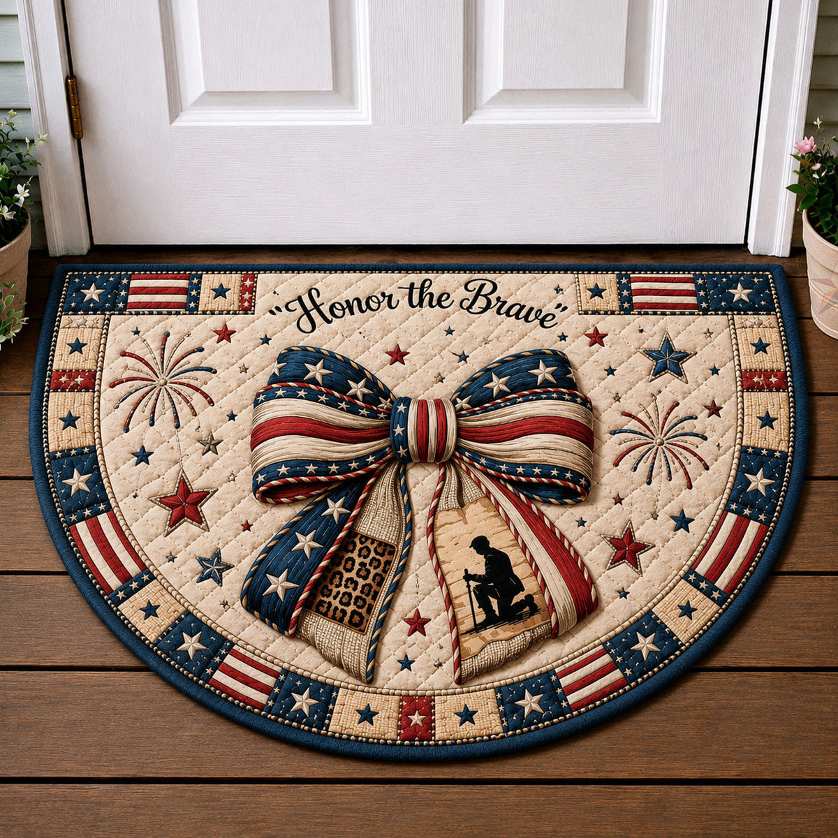 Honor The Brave Patriotic Bow Quilted Welcome Mat GFTOHNL181