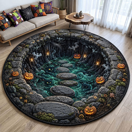Haunted Pumpkin Cavern Stepping Stones Quilted Round Mat GFTOHNL1832