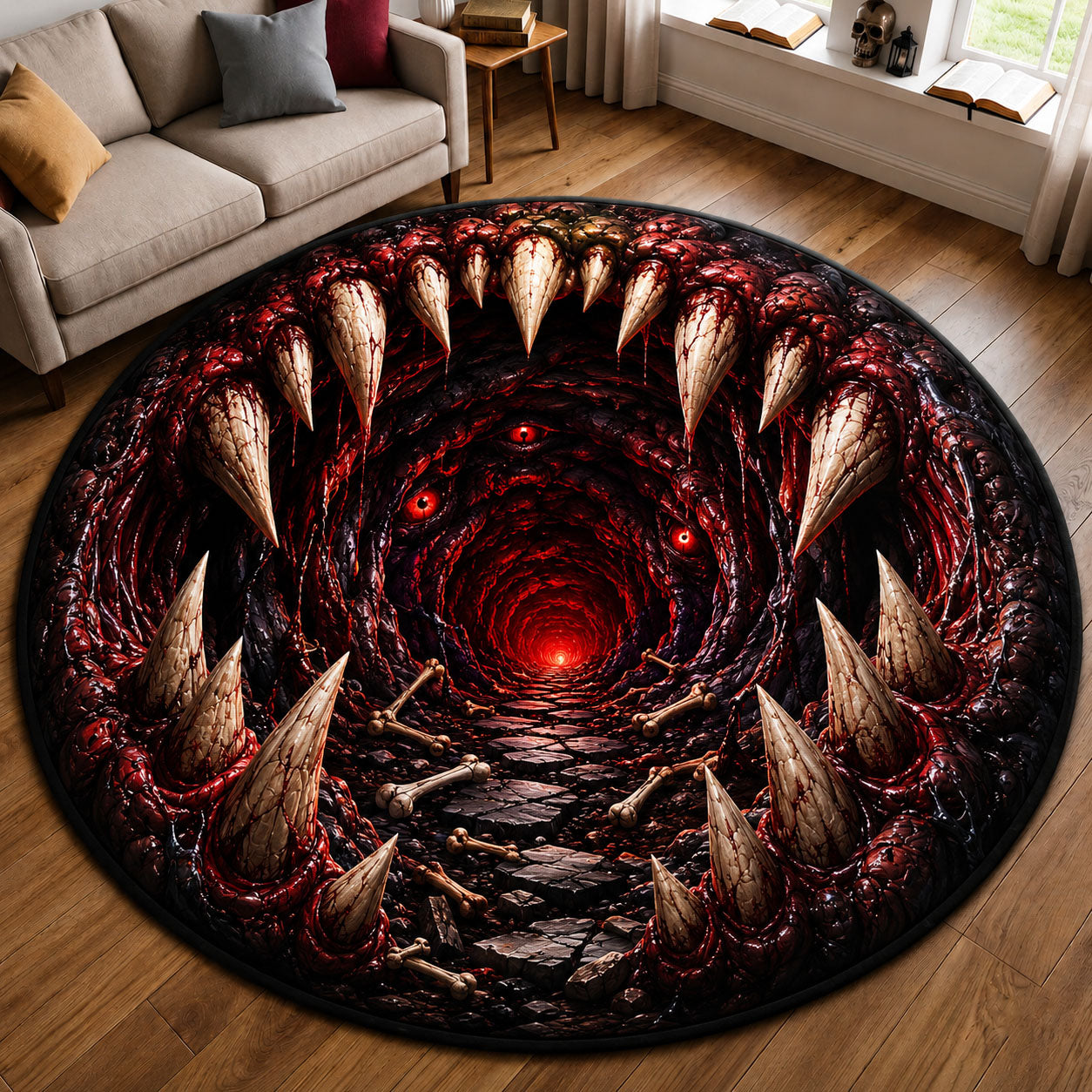 Infernal Monster Maw Abyss Quilted Round Mat GFTOHNL1833