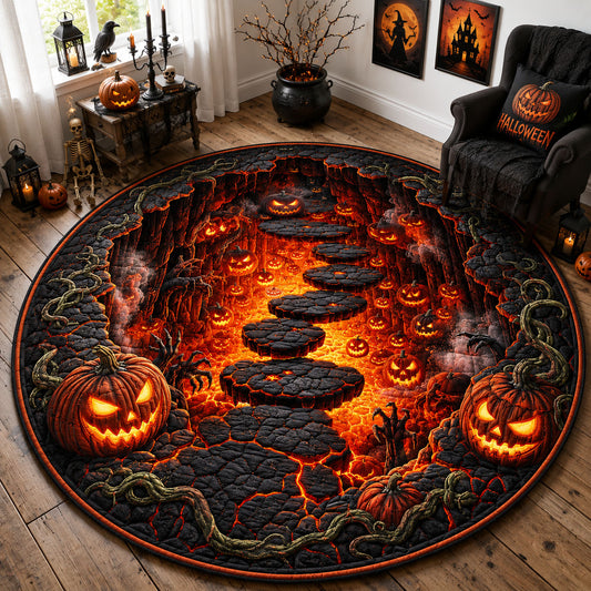 Pumpkin Lava Pit Quilted Round Mat GFTOHNL1835