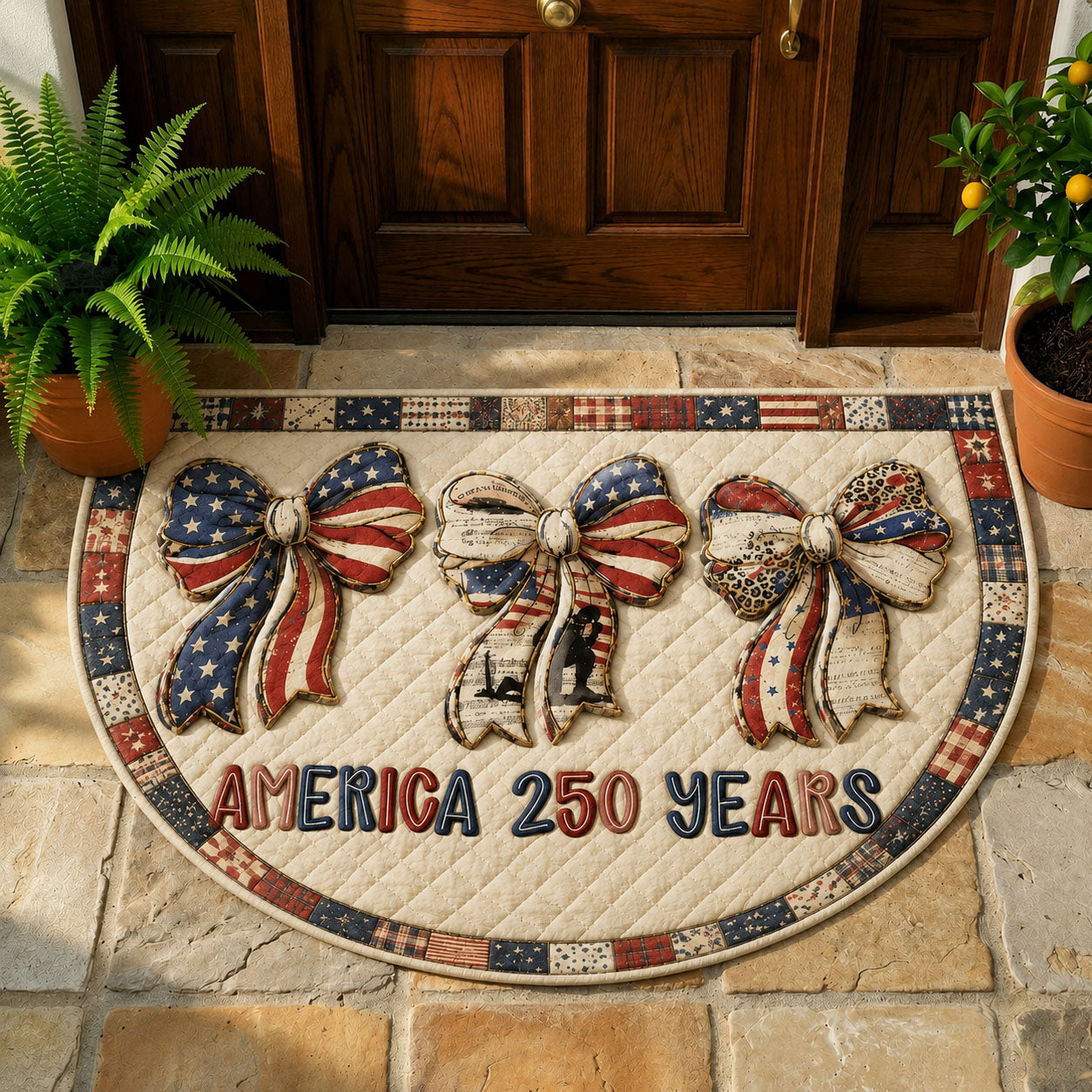 America 250 Triple Bow Quilted Welcome Mat GFTOHNL184