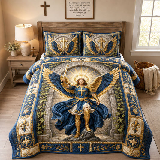 Heavenly Warrior Saint Michael 3-Piece Quilted Bedding Set GFTOHNL1841